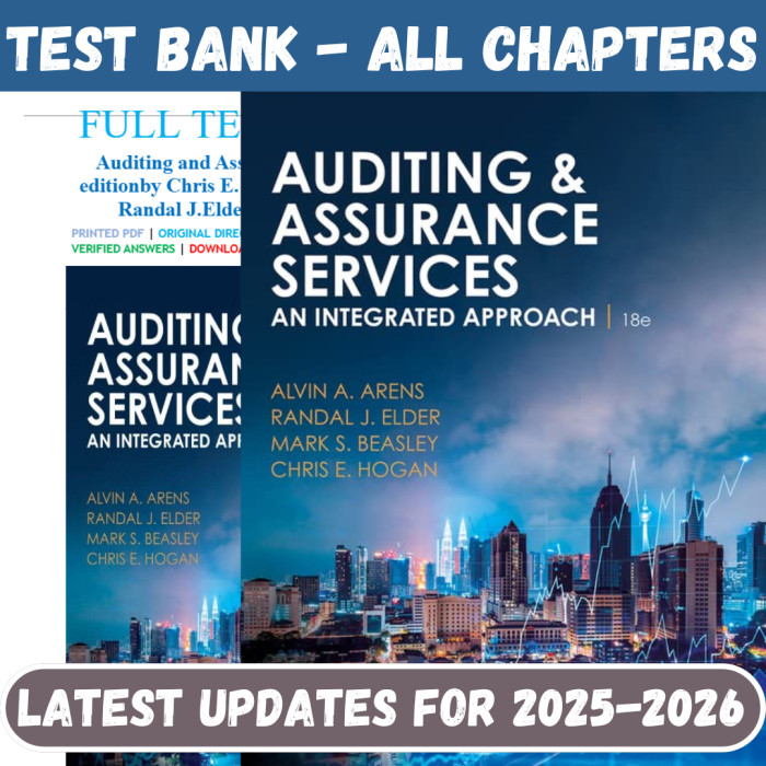 Test Bank For Auditing and Assurance Services, 18th Edition By Arens-Pass Test Bank