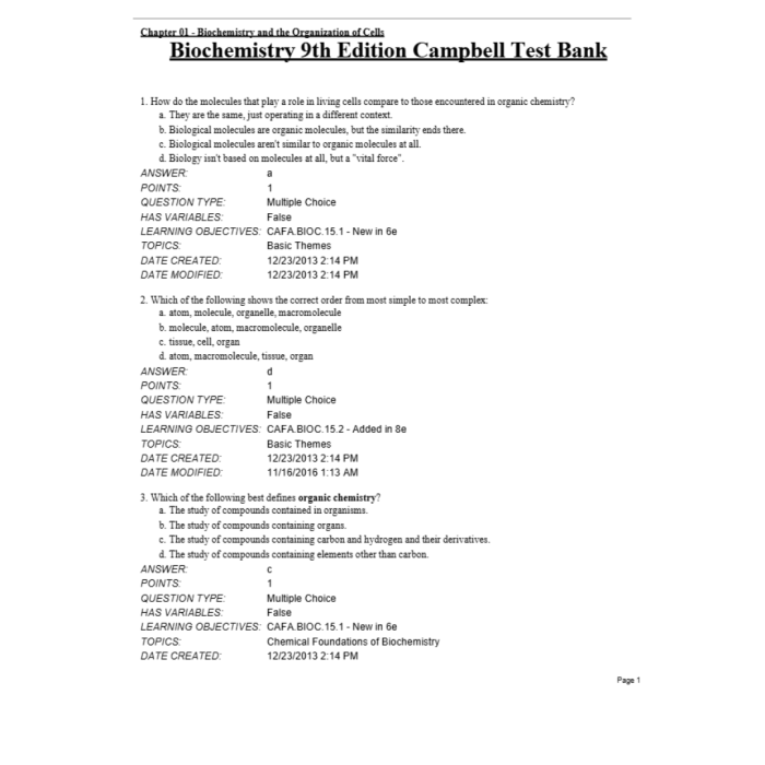 Test Bank For Biochemistry 9th Edition by Campbell Farrel and McDougal-Pass Test Bank