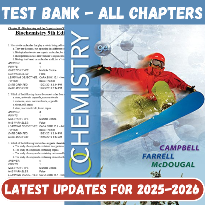 Test Bank For Biochemistry 9th Edition by Campbell Farrel and McDougal-Pass Test Bank