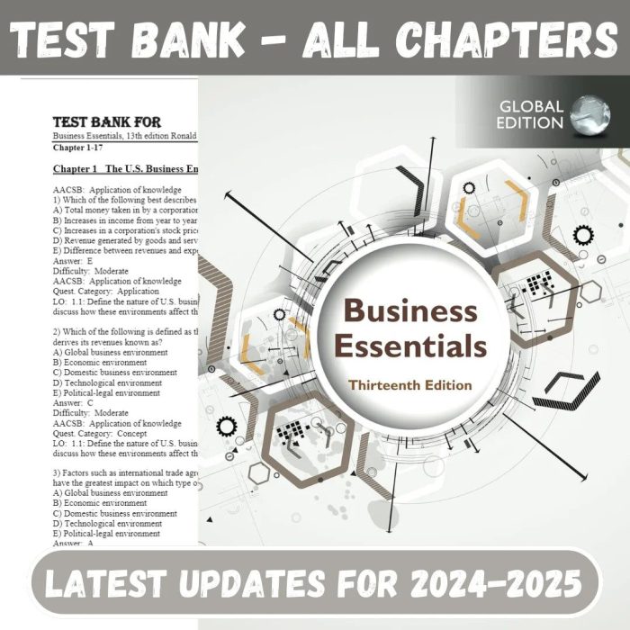 Test Bank For Business Essentials,13th Edition by Ronald J. Ebert, Ricky W. Griffin-Pass Test Bank