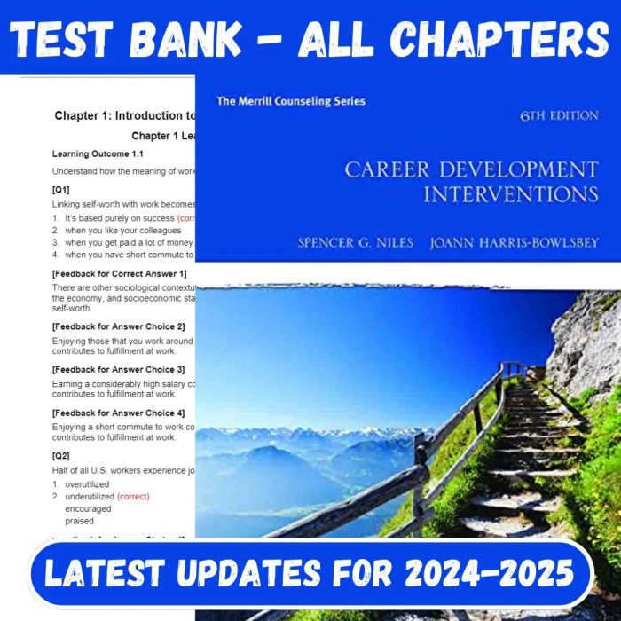 Test Bank For Career Development Interventions, 6th Edition by Spencer G. Niles, JoAnn E. Harris-Bowlsbey-Pass Test Bank