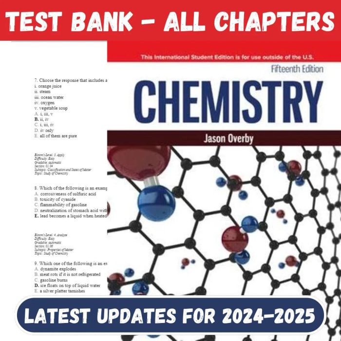 Test Bank For Chemistry, 15th Edition by Jason Overby-Pass Test Bank