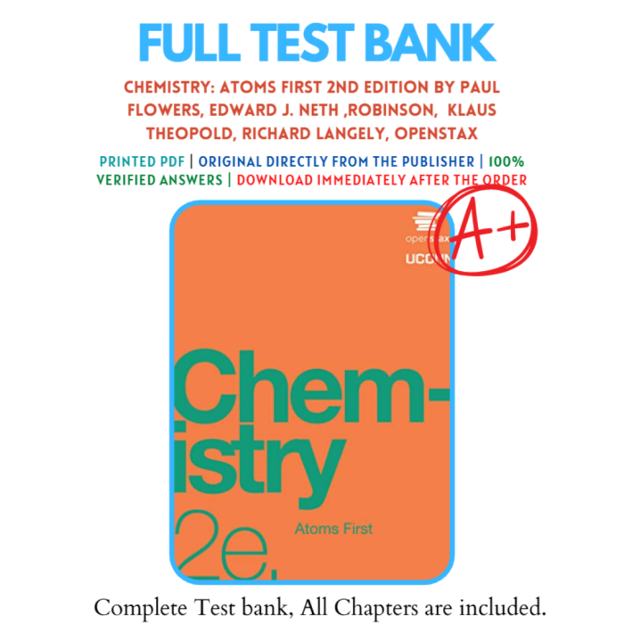 Test Bank For Chemistry Atoms First 2e 2nd Edition By OpenStax-Pass Test Bank