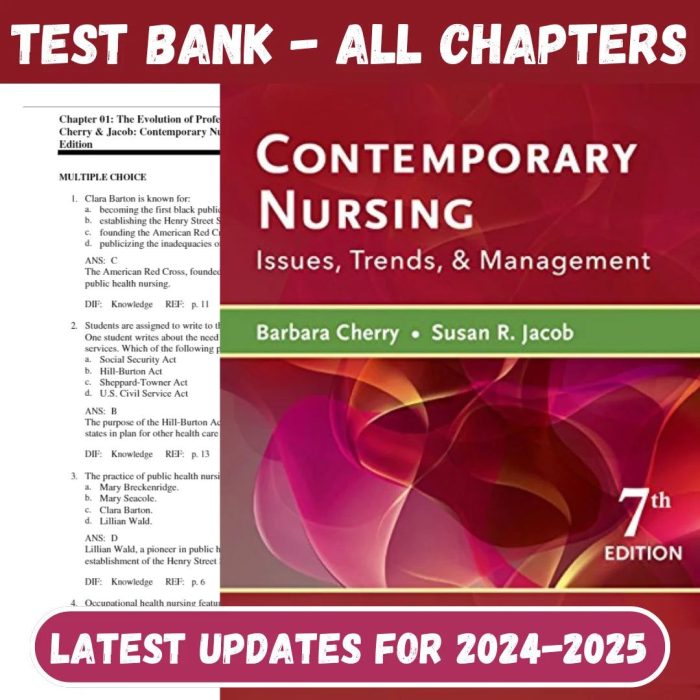 Test Bank For Contemporary Nursing Issues Trends And Management 7th Edition by Cherry And Jacob-Pass Test Bank
