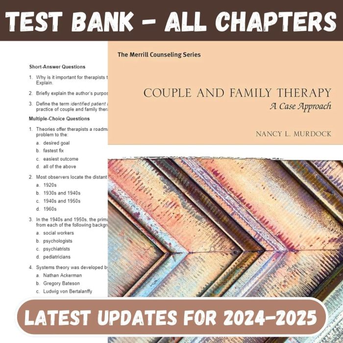 Test Bank For Couple and Family Therapy A Case Approach, 1st Edition by Nancy L Murdock-Pass Test Bank