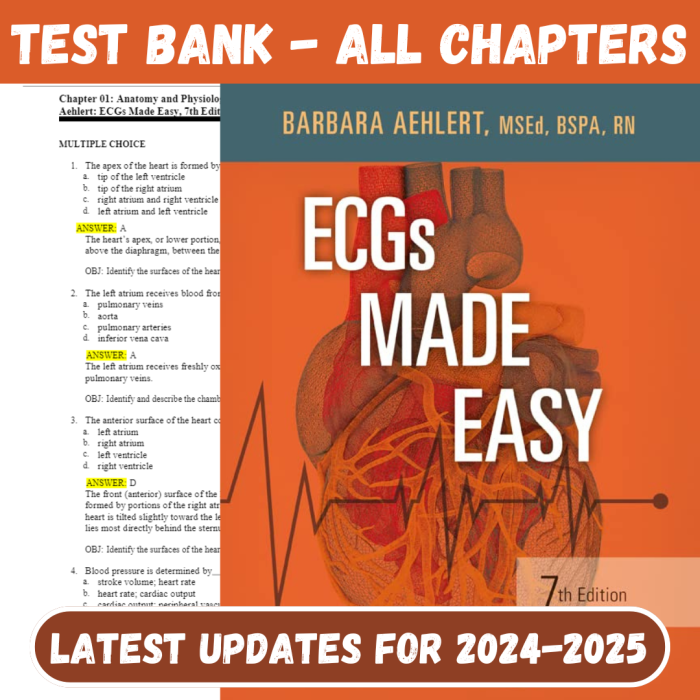 Test Bank For ECGs Made Easy, 7th Edition by Barbara J Aehlert, Verified-Pass Test Bank