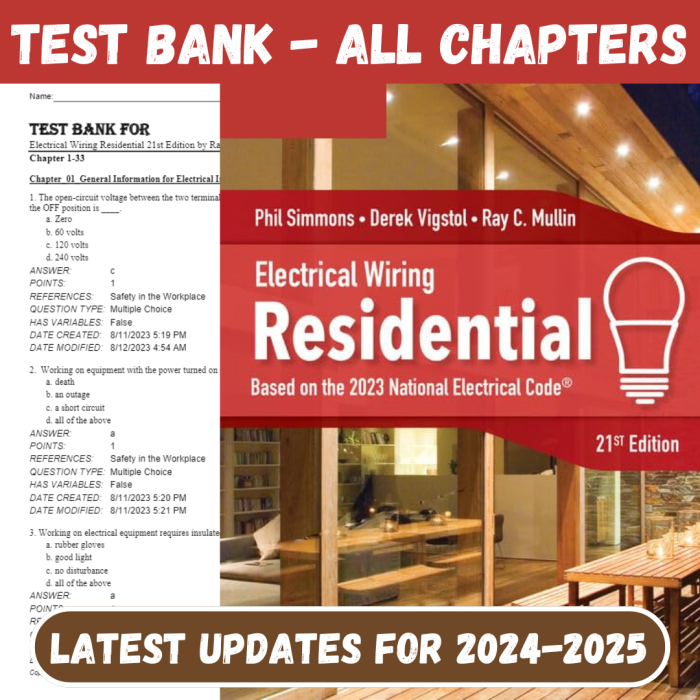 Test Bank For Electrical Wiring Residential 21st Edition by Ray C. Mullin, Phil Simmons, Derek Vigstol-Pass Test Bank