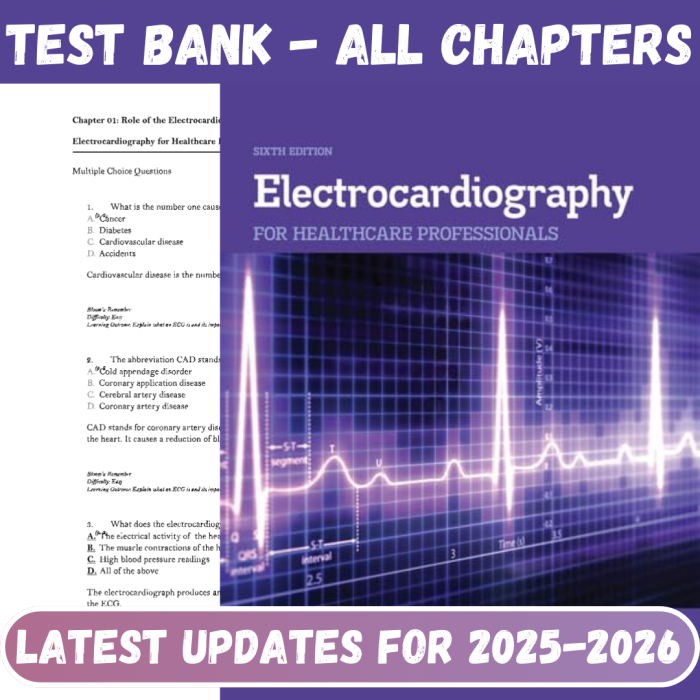Test Bank For Electrocardiography for Healthcare Professionals 6th Edition By Kathryn A. Booth-Pass Test Bank