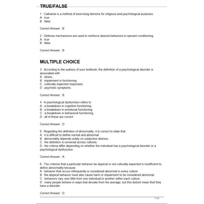 Test Bank For Essentials of Abnormal Psychology 8th Edition By V. Mark Durand-Pass Test Bank