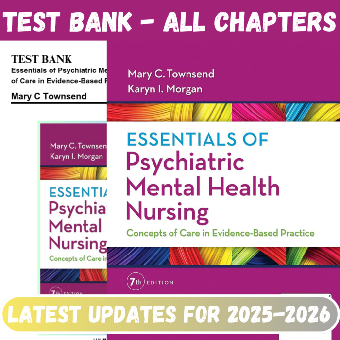 Test Bank For Essentials of Psychiatric Mental Health Nursing 7th Edition By Townsend, Morgan-Pass Test Bank