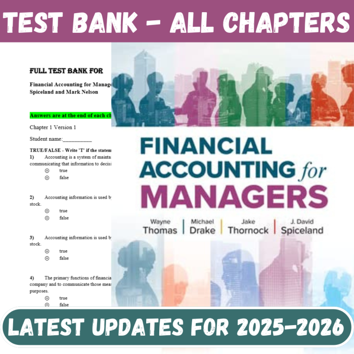 Test Bank For Financial Accounting for Managers 1st Edition By Thomas-Pass Test Bank
