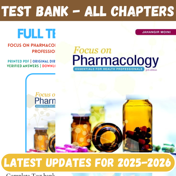 Test Bank For Focus on Pharmacology Essentials for Health Professionals 3rd Edition By Moini-Pass Test Bank