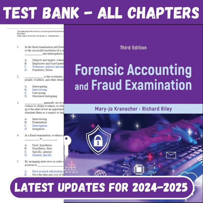 Test Bank For Forensic Accounting and Fraud Examination 3rd Edition by Mary-Jo Kranacher, Richard Riley-Pass Test Bank