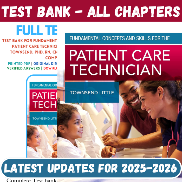 Test Bank For Fundamental Concepts & Skills for the Patient Care Technician 1st Edition By Kimberly Townsend-Pass Test Bank