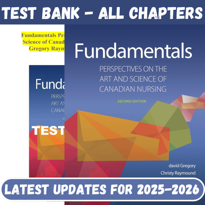 Test Bank For Fundamentals Perspectives on the Art and Science of Canadian Nursing 2nd Edition By Gregory Raymound-Pass Test Bank