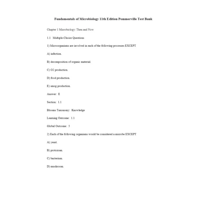 Test Bank For Fundamentals of Microbiology 11th Edition By Pommerville-Pass Test Bank