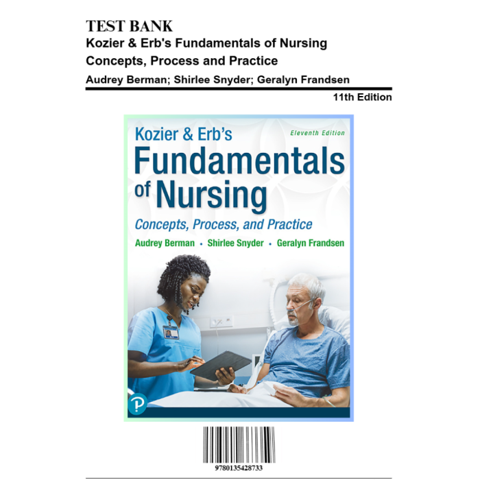 Test Bank For Fundamentals of Nursing Concepts, Process and Practice, 11th Edition By Audrey T. Berman-Pass Test Bank