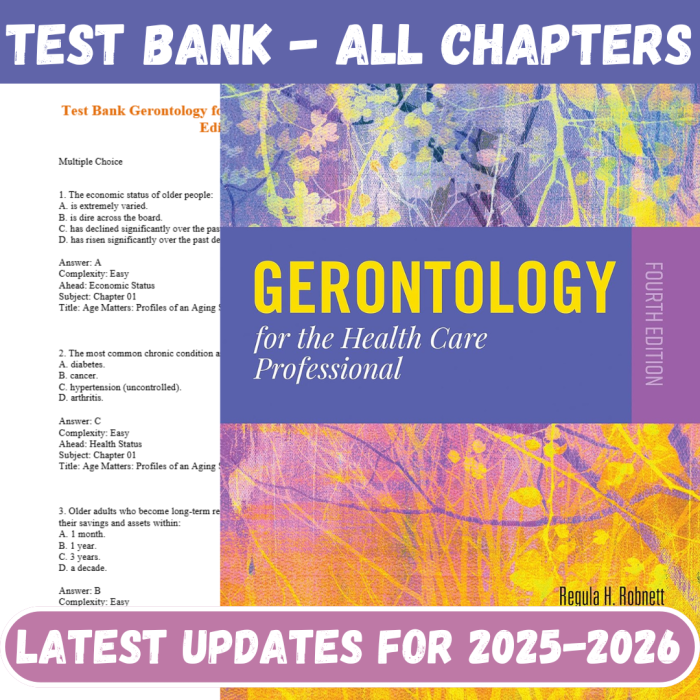 Test Bank For Gerontology for the Health Care Professional 4th Edition By Robnett-Pass Test Bank