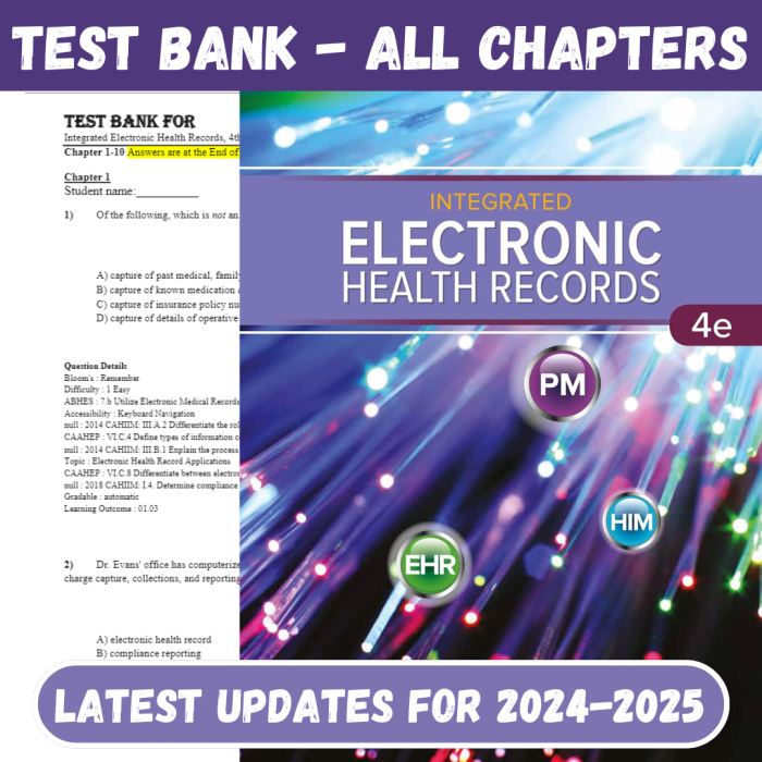 Test Bank For Integrated Electronic Health Records, 4th Edition by M. Beth Shanholtzer, Amy Ensign-Pass Test Bank