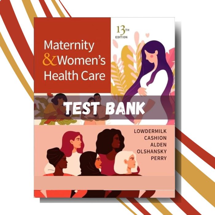 Test Bank For Maternity and Women’s Health Care, 13th Edition (By Lowdermilk)-Pass Test Bank