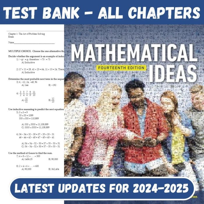 Test Bank For Mathematical Ideas, 14th Edition by Miller-Pass Test Bank