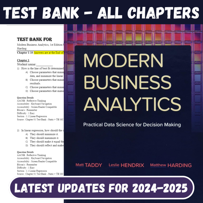 Test Bank For Modern Business Analytics, 1st Edition by Matt Taddy and Leslie Hendrix and Matthew Harding-Pass Test Bank