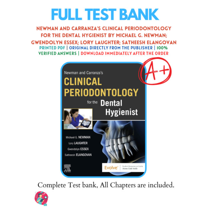 Test Bank For Newman and Carranza’s Clinical Periodontology for the Dental Hygienist 1st Edition by Michael G. Newman-Pass Test Bank