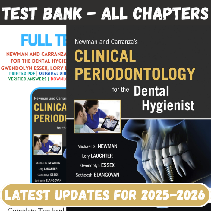 Test Bank For Newman and Carranza’s Clinical Periodontology for the Dental Hygienist 1st Edition by Michael G. Newman-Pass Test Bank
