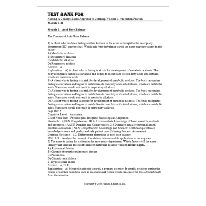 Test Bank For Nursing A Concept-Based Approach to Learning, Volume 1 4th Edition By Pearson-Pass Test Bank