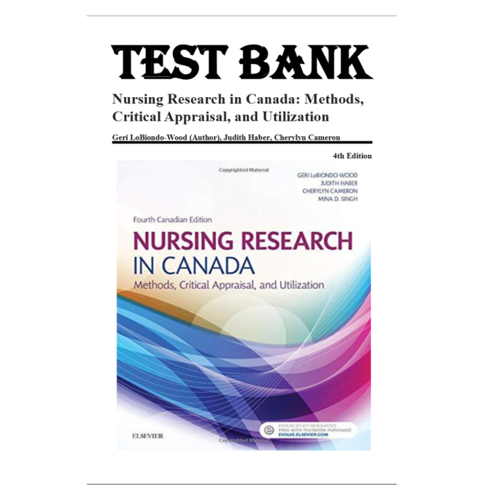 Test Bank For Nursing Research in Canada: Methods, Critical Appraisal, and Utilization 4th Edition By Geri LoBiondo-Pass Test Bank