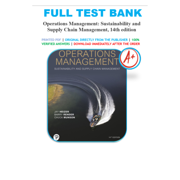 Test Bank For Operations Management Sustainability and Supply Chain Management 14th Edition By Heizer-Pass Test Bank