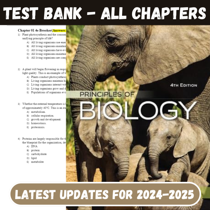 Test Bank For Principles of Biology, 4th Edition by Brooker & Widmaier-Pass Test Bank