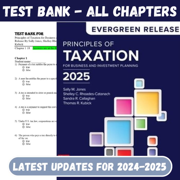 Test Bank For Principles of Taxation for Business and Investment Planning 2025 Evergreen Release by Sally Jones, Shelley-Pass Test Bank