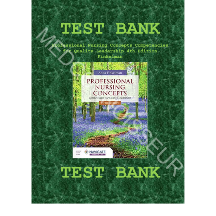 Test Bank For Professional Nursing Concepts Competencies for Quality Leadership 5th Edition By Finkelman-Pass Test Bank
