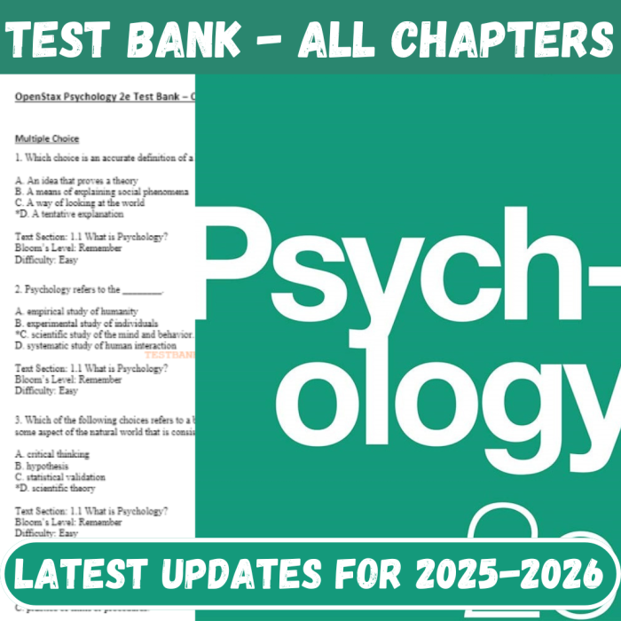 Test Bank For Psychology 2th edition By OpenStax-Pass Test Bank