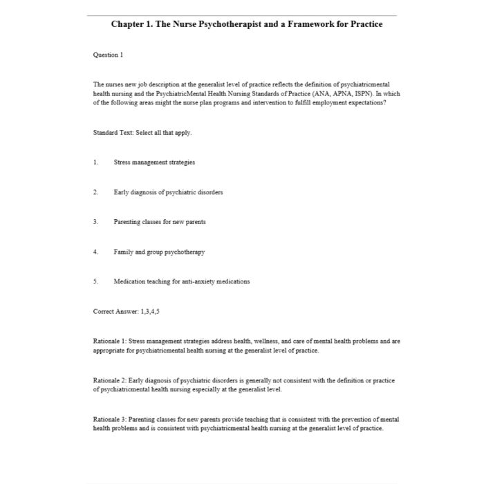 Test Bank For Psychotherapy for the Advanced Practice Psychiatric Nurse 2nd Edition By Wheeler-Pass Test Bank