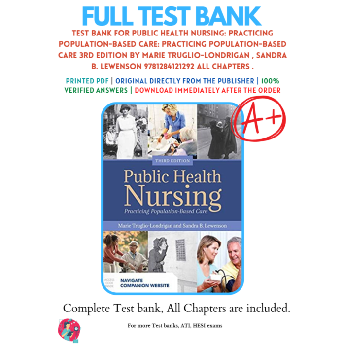 Test Bank For Public Health Nursing Practicing Population-Based Care 3rd Edition By Marie Truglio-Pass Test Bank