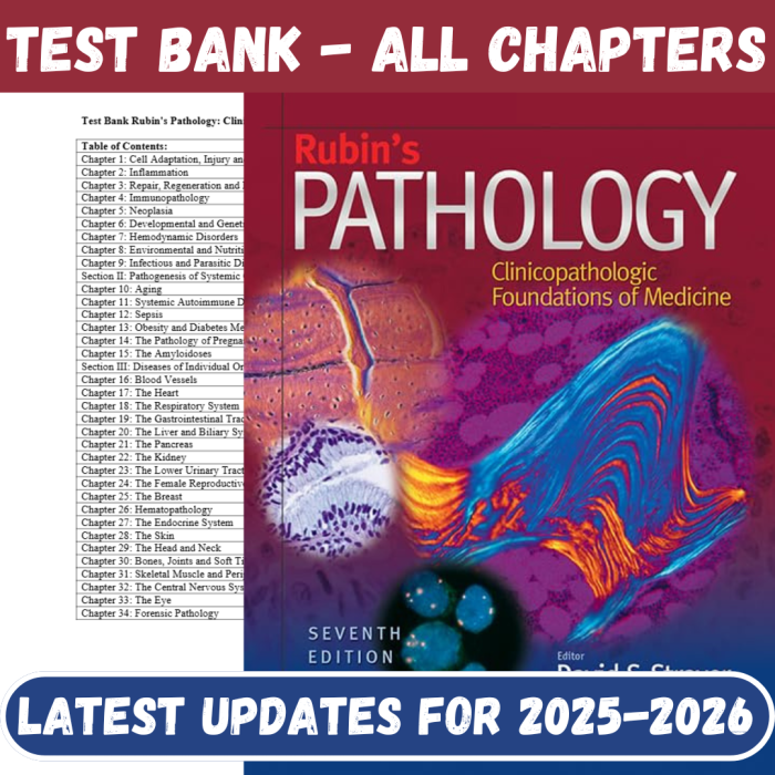Test Bank For Rubin’s Pathology: Clinicopathologic Foundations of Medicine 7th Edition by David S. Strayer, Emmanuel Rubin-Pass Test Bank
