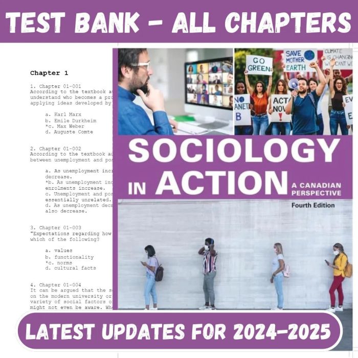 Test Bank For Sociology in Action: A Canadian Perspective 4th Edition by Bereska Tami and Symbaluk Diane-Pass Test Bank