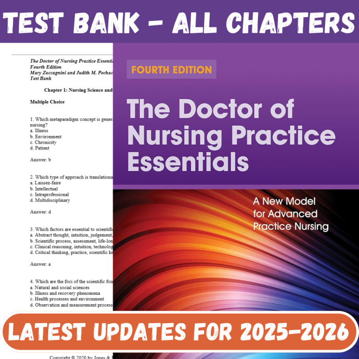 Test Bank For The Doctor of Nursing Practice Essentials A New Model for Advanced Practice Nursing 4th Edition By Mary Zaccagnini-Pass Test Bank