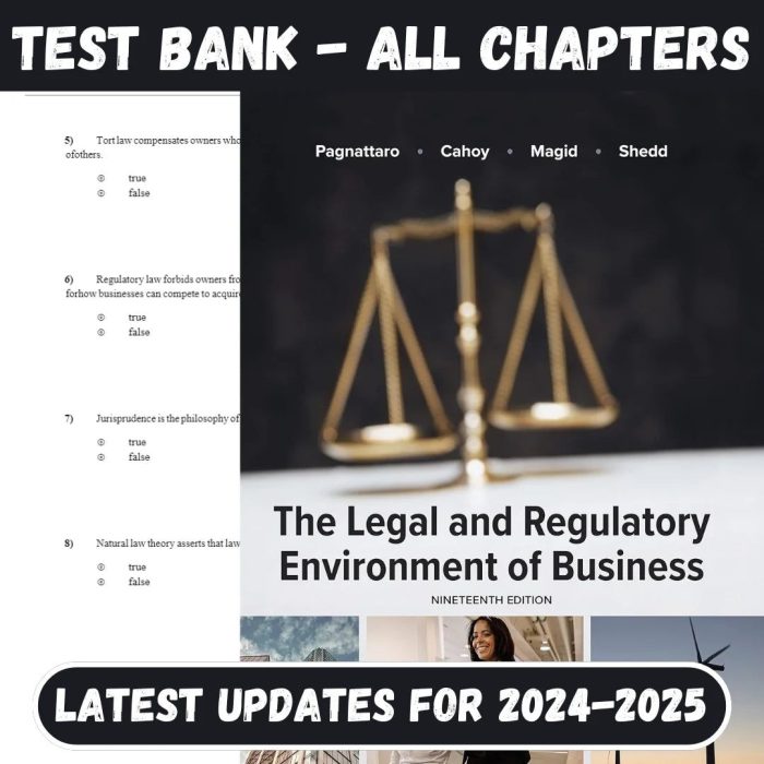 Test Bank For The Legal and Regulatory Environment of Business 19th Edition by Marisa Anne Pagnattaro-Pass Test Bank