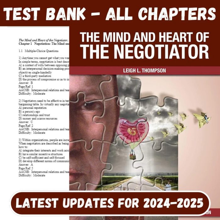 Test Bank For The Mind and Heart of the Negotiator 7th Edition by Thompson Leigh-Pass Test Bank