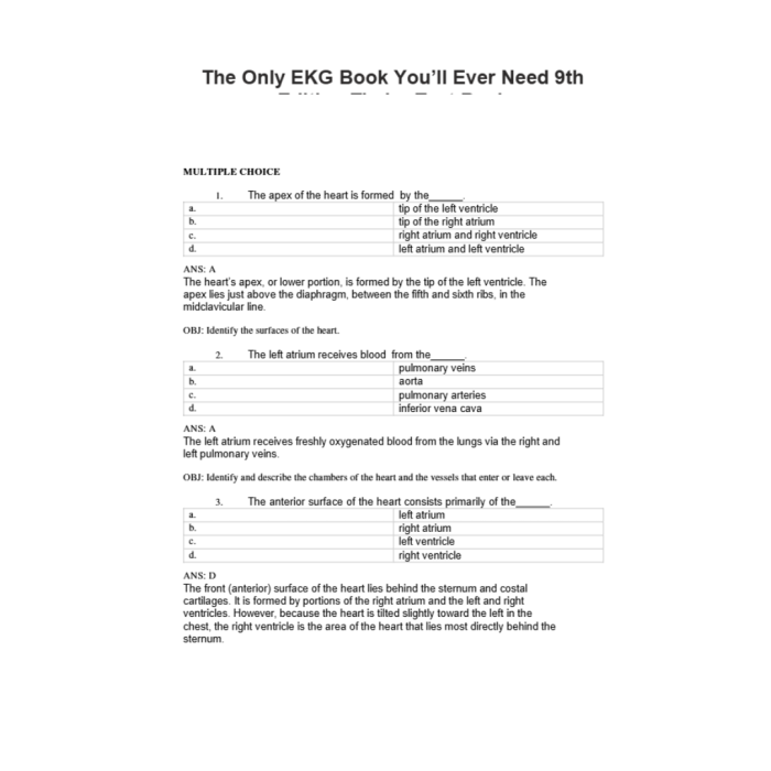 Test Bank For The Only EKG Book You’ll Ever Need 9th Edition Thaler-Pass Test Bank