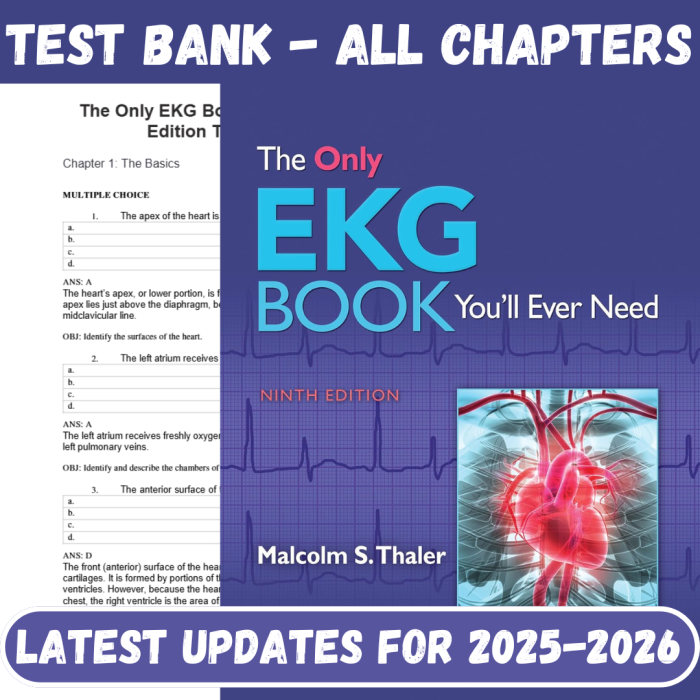 Test Bank For The Only EKG Book You’ll Ever Need 9th Edition Thaler-Pass Test Bank
