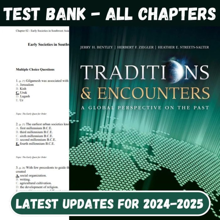Test Bank For Traditions & Encounter A Global Perspective on the Past 6th Edition by Jerry Bentley, Herbert Ziegler-Pass Test Bank