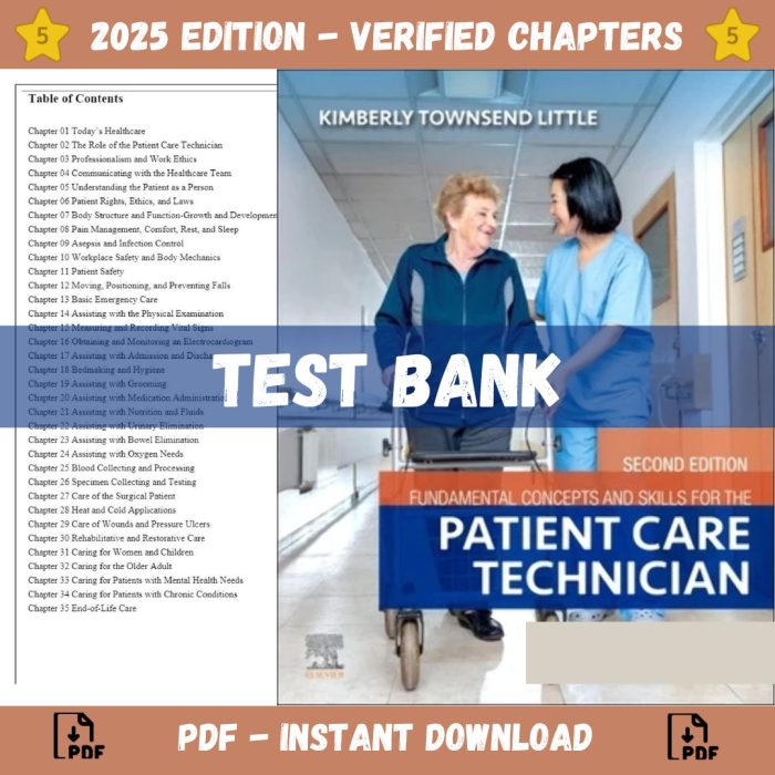 Test Bank – Fundamental Concepts and Skills for the Patient Care Technician, 2nd Edition (Townsend, 2023)-Pass Test Bank