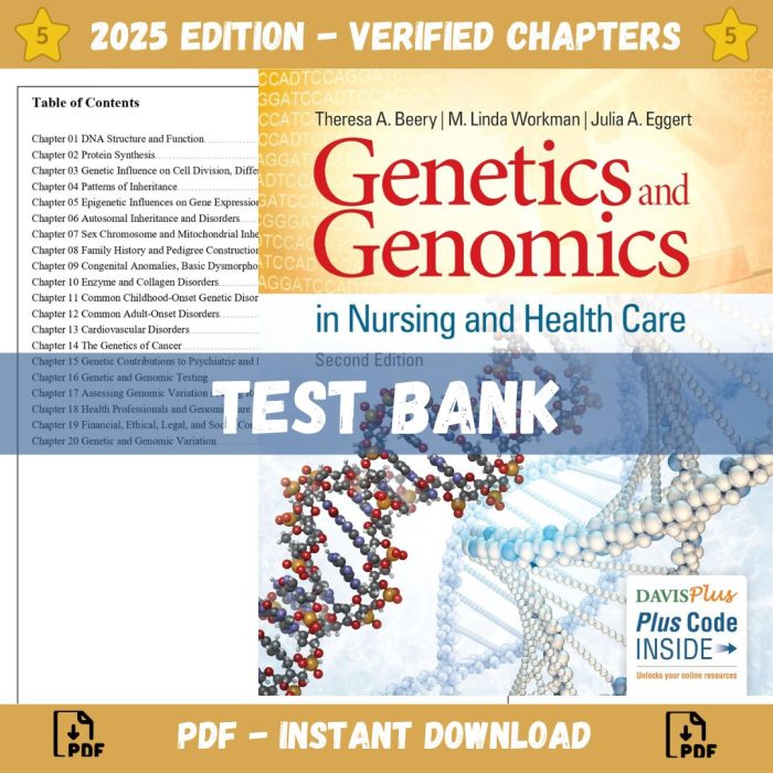 Test Bank – Genetics and Genomics in Nursing and Health Care, 2nd Edition (Beery, 2019)-Pass Test Bank