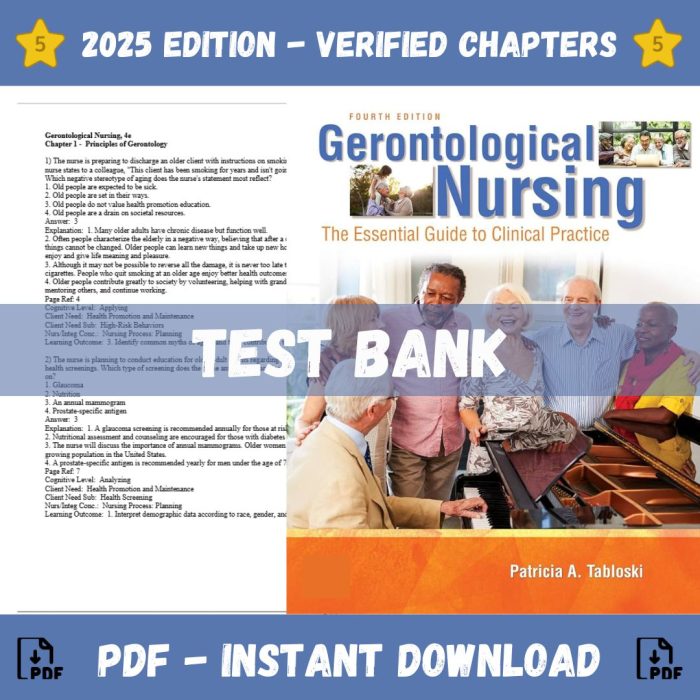 Test Bank – Gerontological Nursing, 4th Edition (Patricia A. Talboski, 2019)-Pass Test Bank