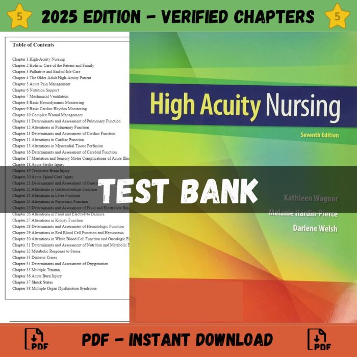Test Bank – High Acuity Nursing, 4th Edition (Wagner, 2019)-Pass Test Bank