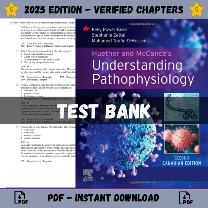 Test Bank – Huether and McCances Understanding Pathophysiology, Canadian Edition, 2nd Edition (Power-Kean, 2023)-Pass Test Bank